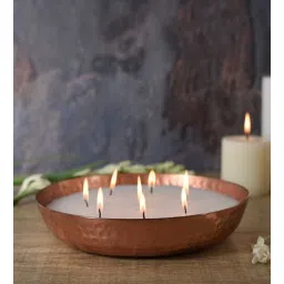 Roshni Brown Iron Scented Wax Filled Urli Candle-image-8