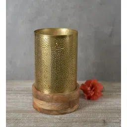 Roshni Jaali Gold Iron Candle Holder-image-23