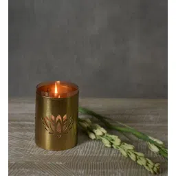 Roshni Lotus Gold Iron & Glass Votive Candle Holder-image-18