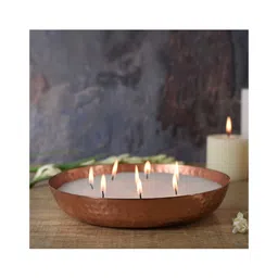 Roshni Scented Flovored Wax Filled Metal Bowl Urli-image-1