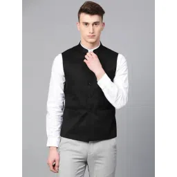 ManQ Black Sleeveless Waistcoat-picture-34