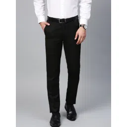ManQ Black Slim Fit Flat Front Trousers-picture-25