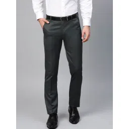 ManQ Dark Grey Slim Fit Flat Front Trousers-picture-46