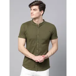 ManQ Dark Olive Slim Fit Shirt-picture-41
