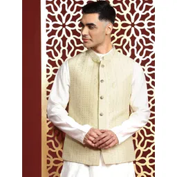 MANQ Ethnic Motifs Woven Design Nehru Jackets-picture-33