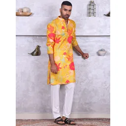 MANQ Floral Printed Mandarin Collar Kurta-picture-18