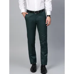 ManQ Green Slim Fit Flat Front Trousers-picture-24