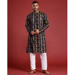 manq Men Abstract Print Long Kurta-picture-53