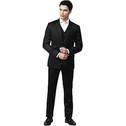 manq Men Black Solid Slim Fit Single-Breasted Three-Piece Formal Suit-picture-34