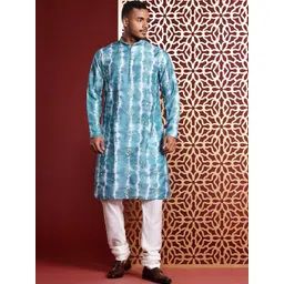 MANQ Men Dyed Flared Sleeves Mirror Work Anarkali Kurta-picture-30