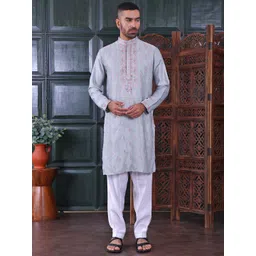 MANQ Men Embroidered Regular Sequinned Kurta with Salwar-picture-11