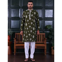 MANQ Men Embroidered Regular Sequinned Kurta with Salwar-picture-30