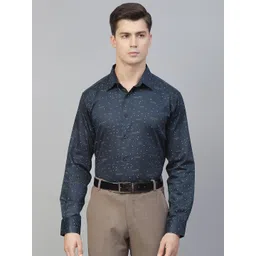 MANQ Men Navy Blue Smart Printed Semiformal Shirt-picture-39