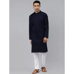 MANQ Men Navy Blue Solid  Kurta-picture-19