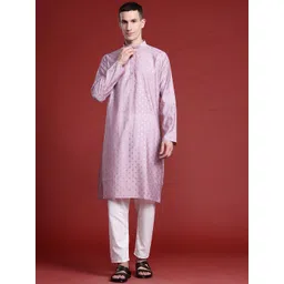 MANQ Men Striped Pure Cotton Kurta with Pyjamas-picture-13