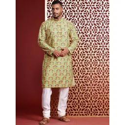 MANQ Men Tribal Yoke Design Kurta-picture-27