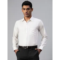 MANQ Men White & Black Smart Horizontal Striped Formal Shirt-picture-20