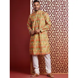 MANQ Men Yoke Design Flared Sleeves Anarkali Kurta-picture-15
