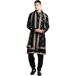 manq Mens Ethnic Cotton Blended Motif Sequinned Embroidered Kurta With Salwar and Dupatta-picture-15