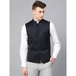 ManQ Navy Sleeveless Waistcoat-picture-42