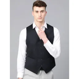ManQ Navy Sleeveless Waistcoat-picture-38