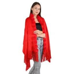 manra Cashmere Faux Fur Woolen Shawl Wrap Stole, Shrug Stylish Fashionable and Elegant Draped Cape Cold Winter Warm fur Stole for Versatile Use Perfect for any Occasion (Sc 15) image 4