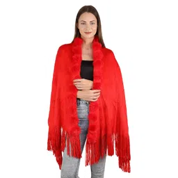 manra Cashmere Faux Fur Woolen Shawl Wrap Stole, Shrug Stylish Fashionable and Elegant Draped Cape Cold Winter Warm fur Stole for Versatile Use Perfect for any Occasion (Sc 15) image 1