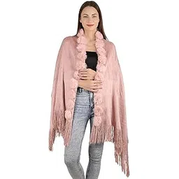 manra Cashmere Faux Fur Woolen Shawl Wrap Stole, Shrug Stylish Fashionable and Elegant Draped Cape Cold Winter Warm fur Stole for Versatile Use Perfect for any Occasion-picture-10