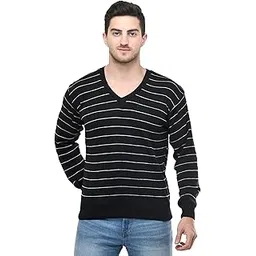 manra Men Pullover Plain Line V-neck Full Sleeve Sweater-picture-43