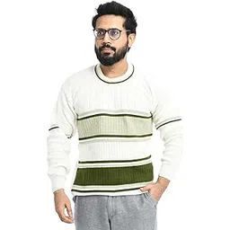 manra Men Round Neck Wide Stripe Full Sleeve Woolen Winter Pullover Sweater_ (Men Round Neck Sweater/Size 38-40)-picture-27