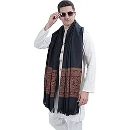 manra Men's Kashmiri Acro Wool Self Design Border Plain Shawl for Winter-picture-33