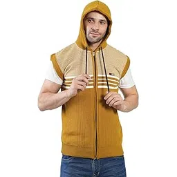 manra Men's Sleeveless Hooded Stripe Woolen Sweater | Stylish Zipper Sweatshirt | Regular Fit for Winter Office & Casual Wear-picture-24