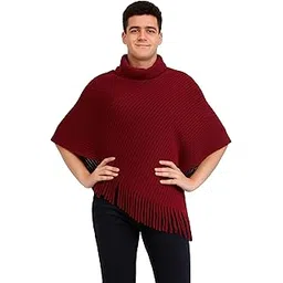 manra Men's Woolen Kashmiri Solid Turtleneck Neck Poncho with Fringe, Winter Wrap Warm and Soft Wool, Stylish and Comfortable, Perfect for Casual Wear, Outdoor and Travel-picture-41