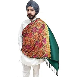 manra Men's Woolen Matka Embroided Kashmiri Shawls, Stoles, Muffler for Men (Dark Green)-picture-35