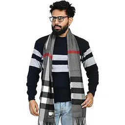 manra Men's Woolen Printed Striped, Check Soft & Warm Muffler, Scarf For Winter (MEN MUFFLER THICK CHECK)-picture-37