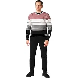 manra Men's Woolen Striped Round Neck Sweater | Multicolor Full Sleeve Pullover for Winter | Stylish Regular Fit Warm Casual Wool Sweater for Men | Comfortable-picture-38
