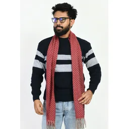 manra Striped Wool Blend Men Maroon Scarf-picture-49