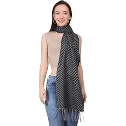 manra Women 100% Acrylic Soft Feel Casual Winter Wear Striped Knitted Premium Muffler (WOMEN FISH BONE MUFFLER)-picture-42