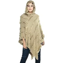 manra Women Woolen V-Neck Solid Fur Cap Poncho Sc 104 (G4-2JHR-ZQ70__Free Size)-picture-35