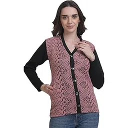 manra Women's V-Neck Cardigan Sweater, Full Sleeve, Front Buttons, Side Pockets, Woolen Winter Wear-picture-20