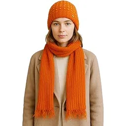 manra Women’s Winter Woolen Cap with Attached Muffler | Soft Fur Lined Knitted Warm Hat with Scarf | Stylish Garam Topi for Girls & Women-picture-19