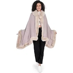 manra Women's Wool Blended 4side Faux Fur Wrap Stole/Shrug for Winter Warm Shawl Wedding/Dinner and Event (Free Size Stole)-picture-16