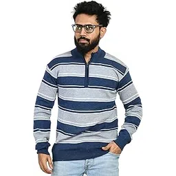 MANRA Men High Neck Zipper Full Sleeve Striped Woolen Winter Sweater (Men Zipper EMD 425)-picture-51