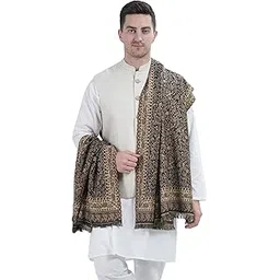 MANRA Men's Kaani Kashmiri Woolen, Jamawar Design Warm Shawl_Kani Shawl 995-Black-picture-27