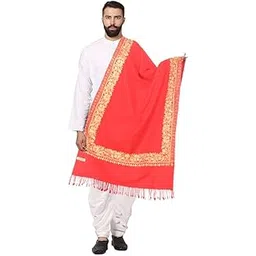 MANRA Men's Kashmiri Aari Border Embroidered Wool Stole-picture-32