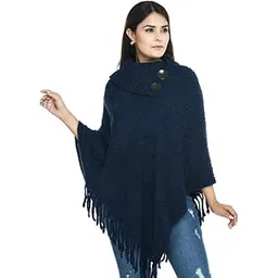 MANRA Women Woolen High-Neck Solid Plain Cape Coat Poncho for Winter Wear (SC 03)-picture-25