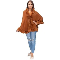 Manra Women's Faux Fur Shawl Winter Wrap Stole Shrug Cape (SC 75)-picture-10