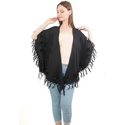Manra Women's Faux Fur Shawl Winter Wrap Stole Shrug Cape (SC 76 Round Shawl)-picture-25