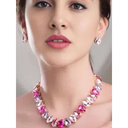 MANSIYAORANGE 18K Gold Plated Stones-Studded Jewellery Set image 1