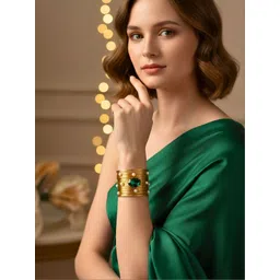 MANSIYAORANGE Women Crystals Handcrafted Gold-Plated Cuff Bracelet-picture-35